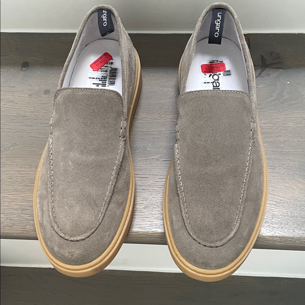 Emanuel Ungaro Tan Suede Slip-On Loafers
